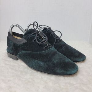 Tory Burch Bombe Women's Oxford Size 8 M Royal Suede Elastic Lace Up Shoes